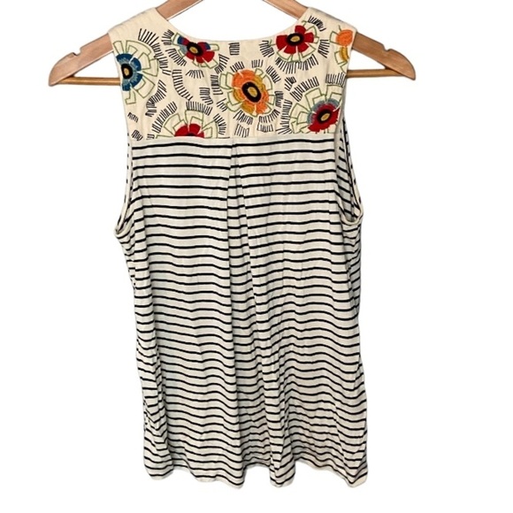 Anthropologie Tiny Flower Embroidered Tank - Picture 3 of 10